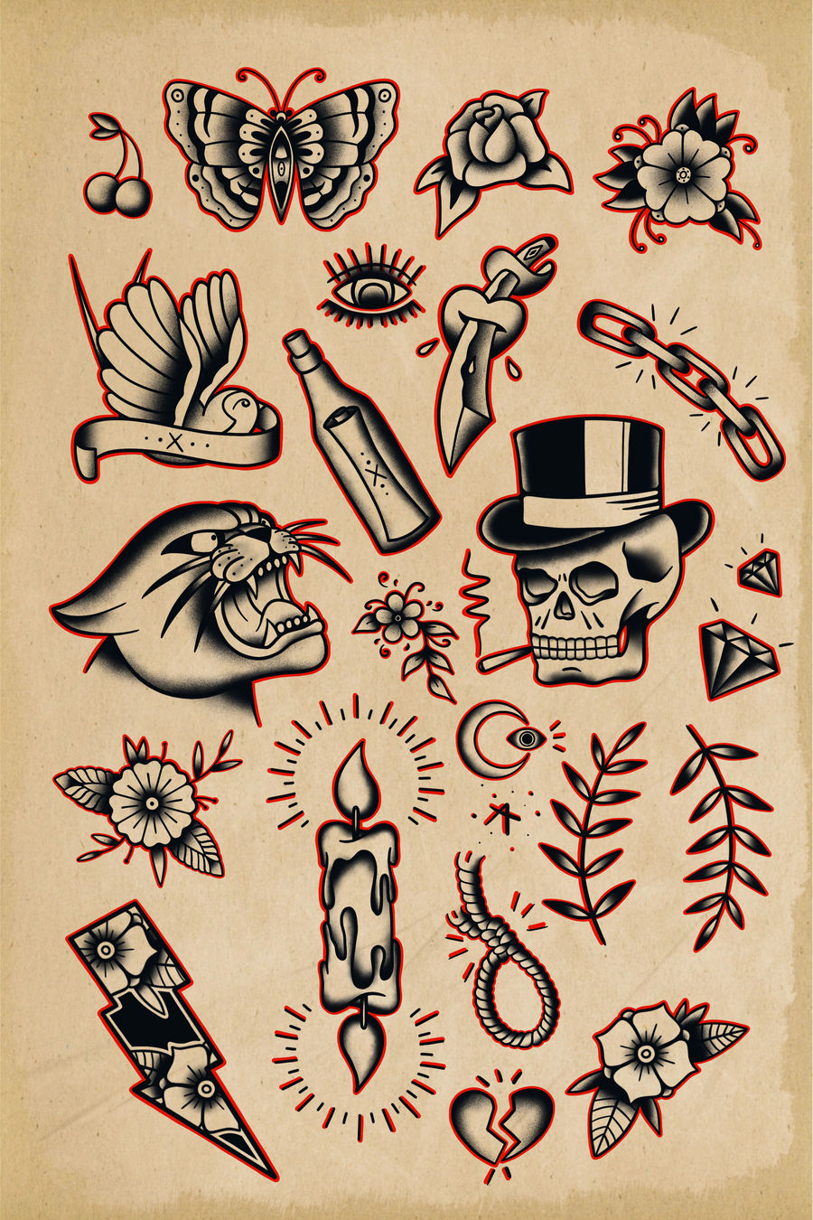 Traditional Tattoo Filler Flash