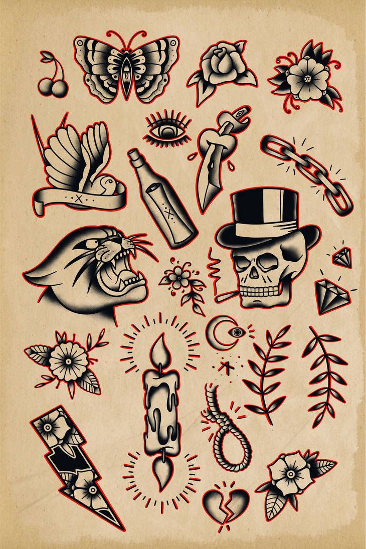 Traditional Tattoo Flash Drawings