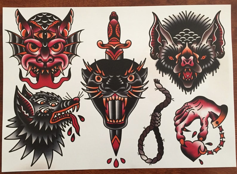 Traditional Tattoo Flash Etsy