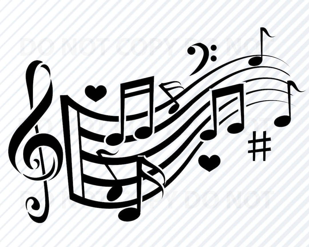 Treble Clef Svg Bass Clef Svg Heart Svg Music Notes Svg Etsy