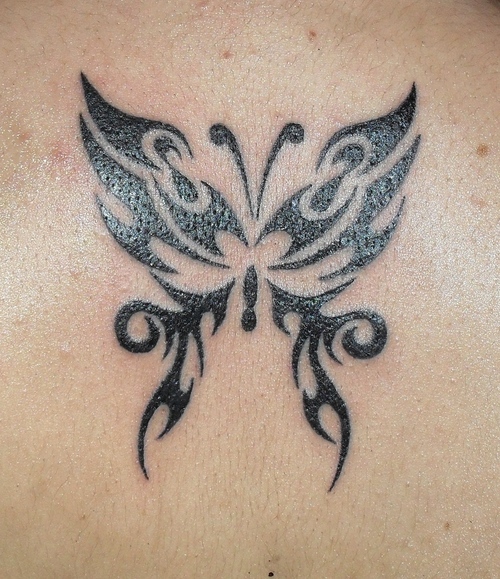 Tribal Butterfly Tattoo Hip