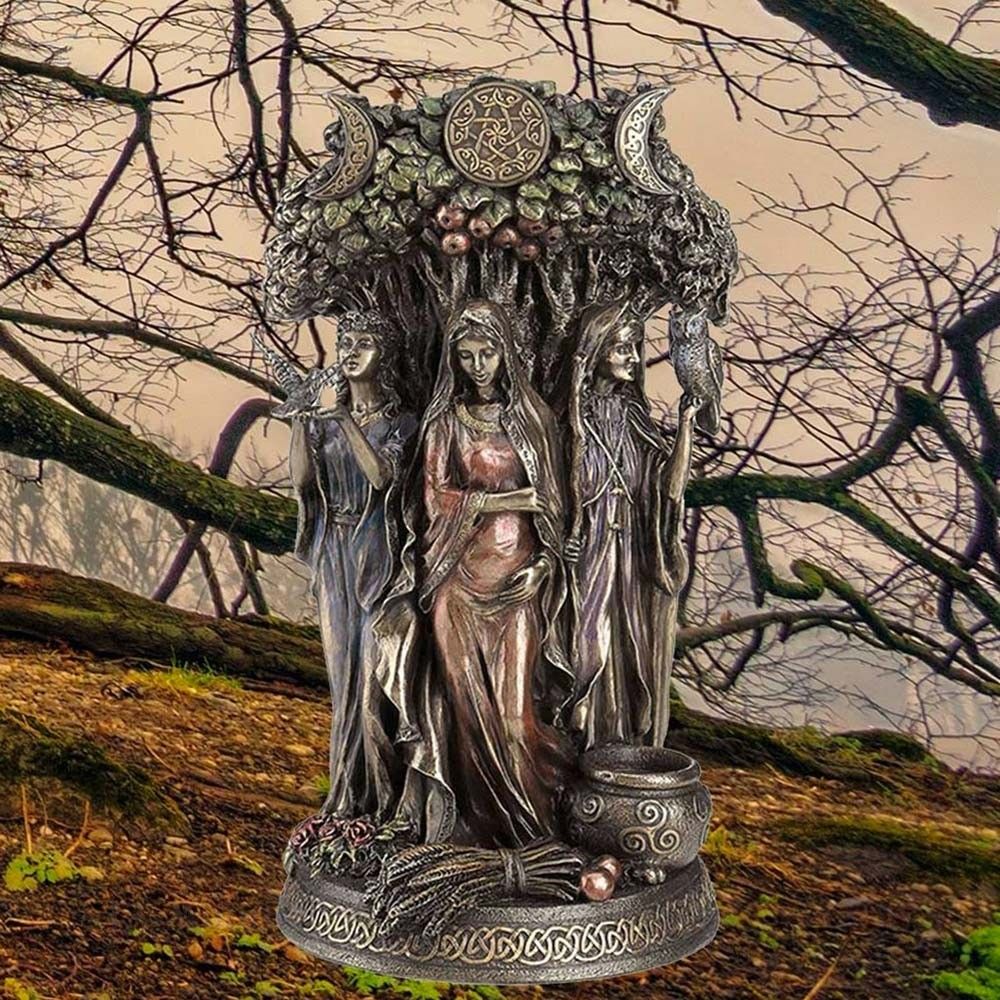 Triple Moon Moonstone Goddess Statuette Pagan Goddess Earth Goddess