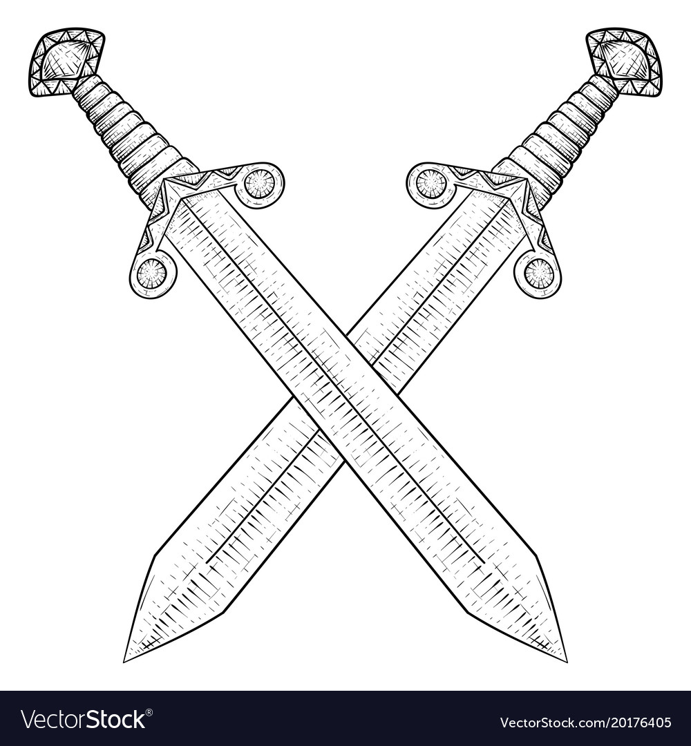 5 Simple Steps for Crossed Swords Sketching Guide