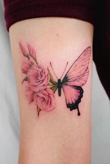 Untitled In 2020 Butterfly Tattoo Designs Pink Tattoo Rose Tattoos