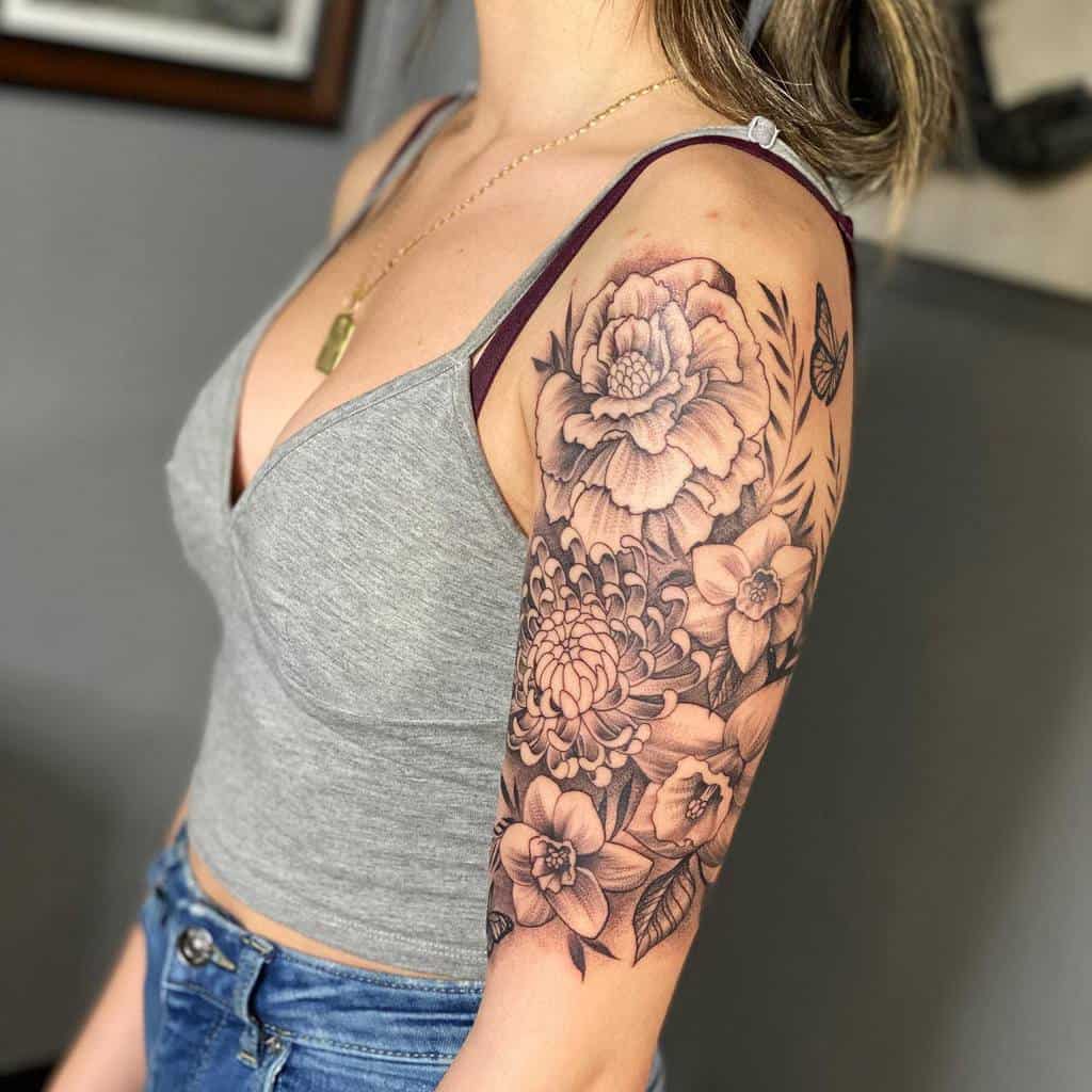 5 Stunning Upper Arm Flower Tattoo Ideas