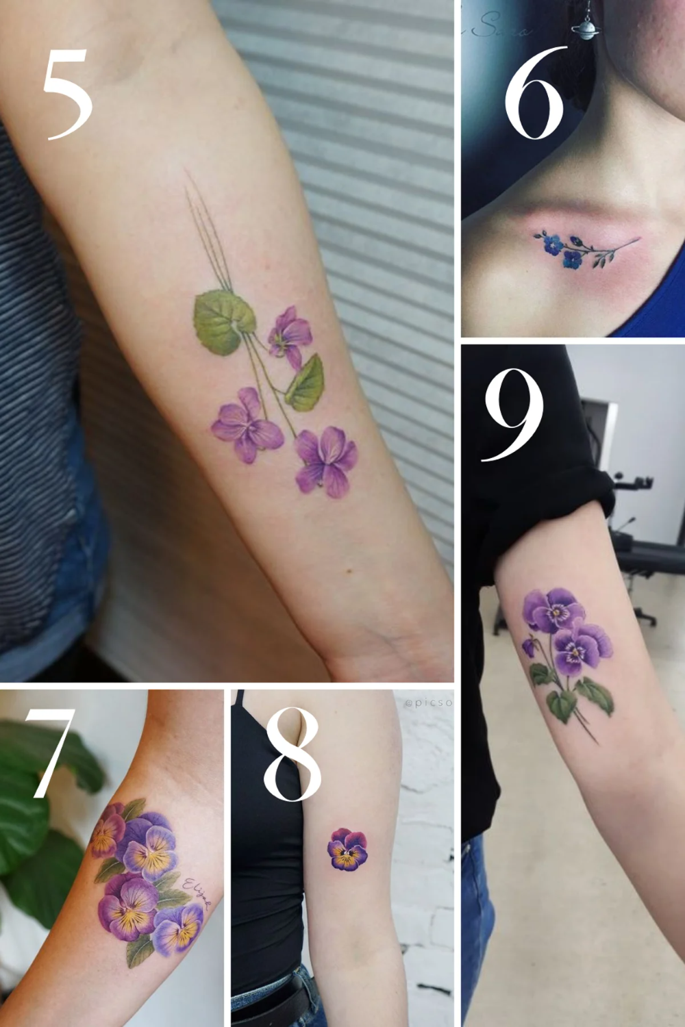 Vibrant February Birth Flower Tattoo Violet Tattoo Glee