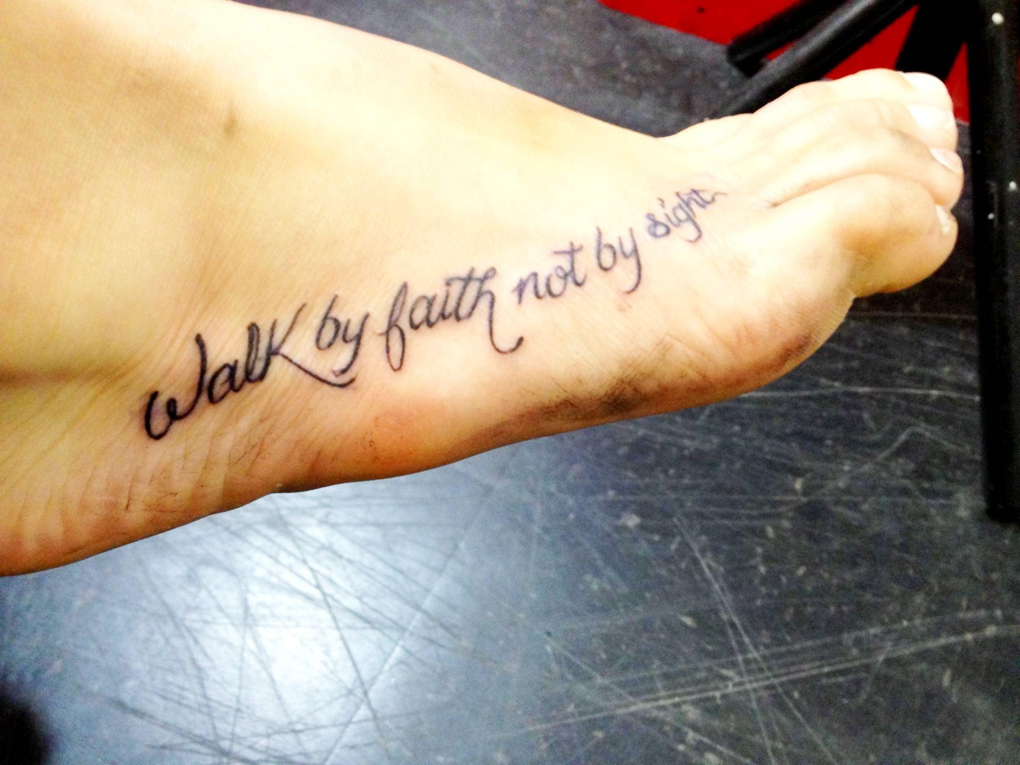 Walk By Faith Tattoo Foot