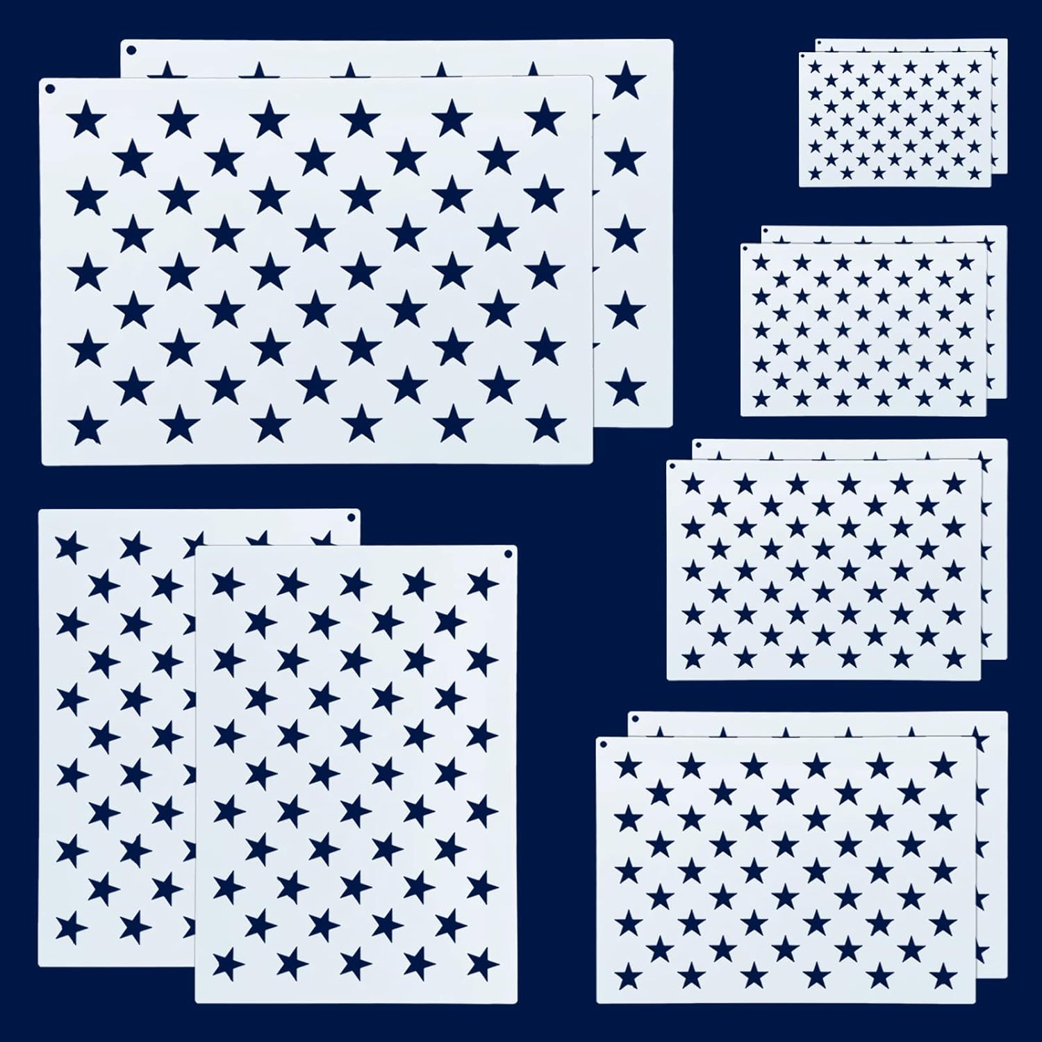 Wisyok 12 Pieces American Flag 50 Star Stencil Templates 6 Sizes