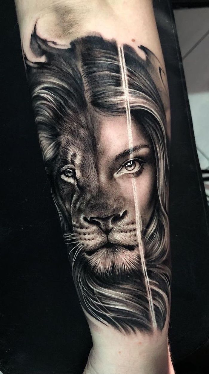 Woman With Lion Head Tattoo