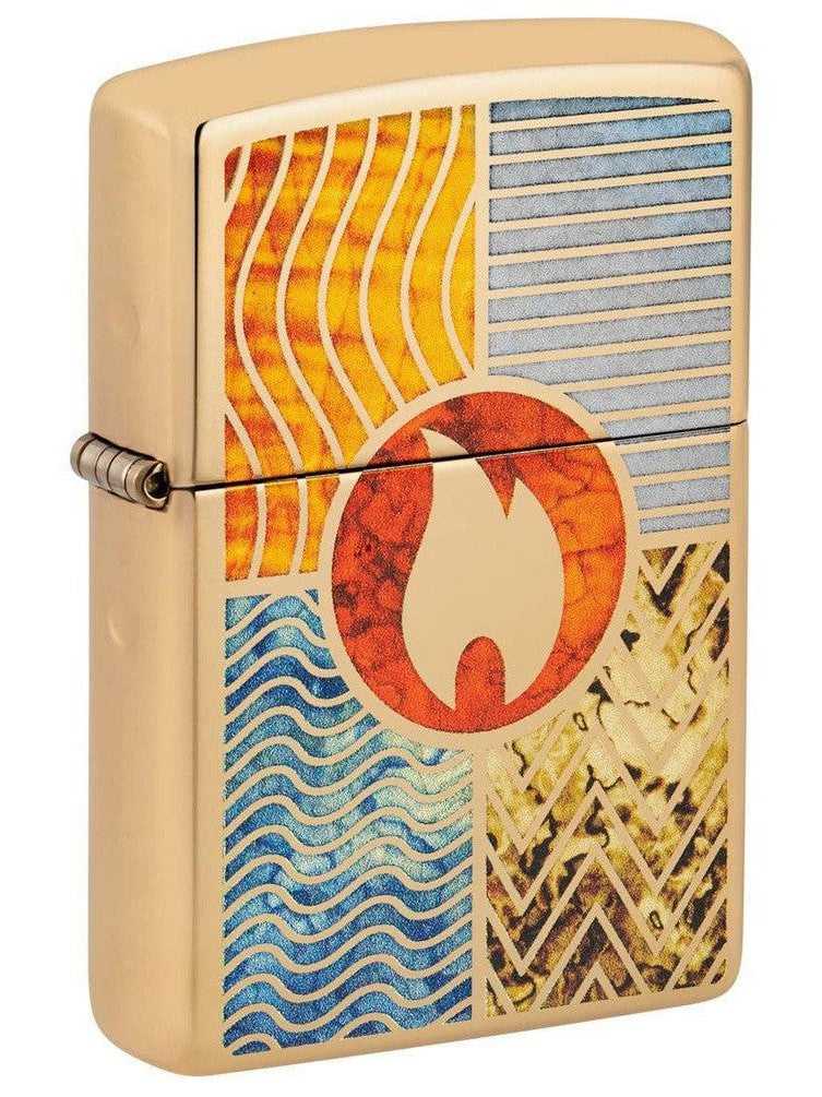 Zippo Lighter Elements Of Earth Fusion High Polish Brass 48729